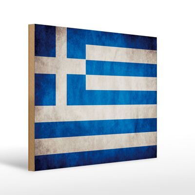 Bandera cartel de madera 40x30cm Bandera de Grecia