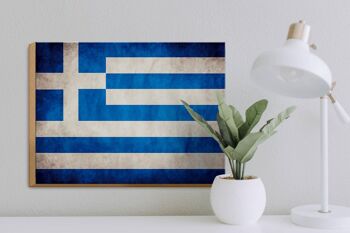 Drapeau panneau en bois 40x30cm drapeau Grèce 3