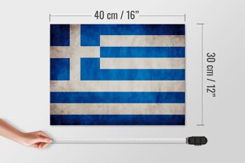 Drapeau panneau en bois 40x30cm drapeau Grèce 4