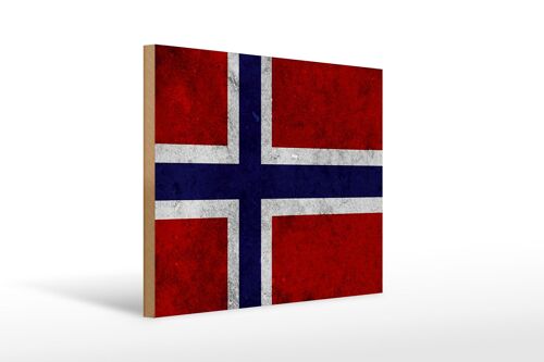 Holzschild Flagge 40x30cm Norwegen Fahne Wanddeko