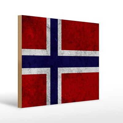 Letrero de madera bandera 40x30cm Bandera de Noruega decoración de pared
