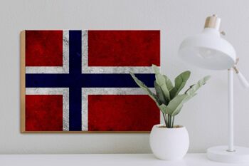 Drapeau en bois 40x30cm, drapeau de la norvège, décoration murale 3