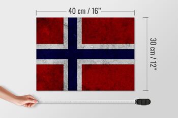 Drapeau en bois 40x30cm, drapeau de la norvège, décoration murale 4