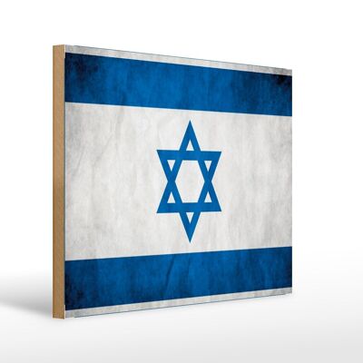 Holzschild Flagge 40x30cm Israel Fahne Wanddeko