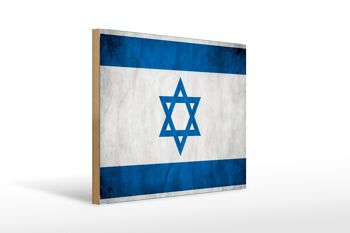 Drapeau en bois 40x30cm, drapeau d'israël, décoration murale 1
