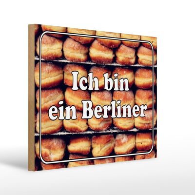 Cartello in legno con nota 40x30 cm Sono berlinese