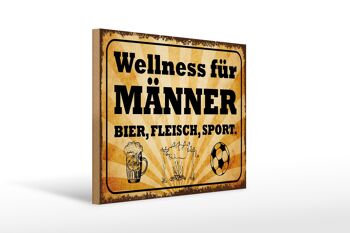 Panneau en bois indiquant 40x30cm Wellness Men Beer Meat 1