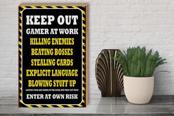 Panneau en bois indiquant 30x40cm Keep Out Gamer at Work Killing 3