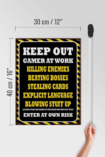 Panneau en bois indiquant 30x40cm Keep Out Gamer at Work Killing 4