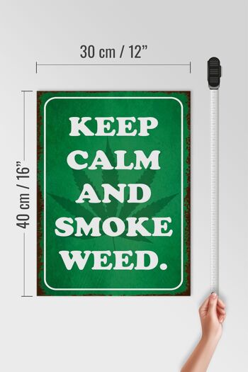 Panneau en bois disant 30x40cm Keep Calm and smoke weed 4