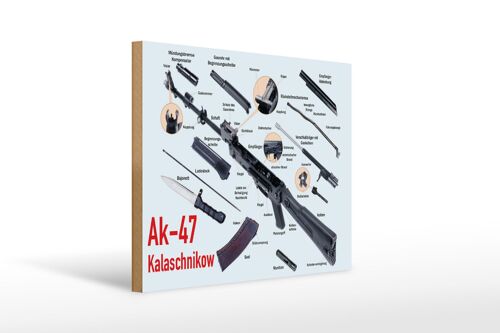 Holzschild Gewehr 40x30cm AK-47 Kalaschnikow Einzelteile