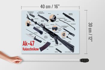 Fusil panneau en bois 40x30cm AK-47 Kalachnikov pièces détachées 4