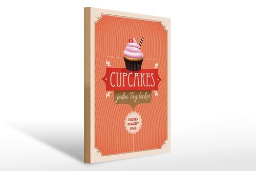 Holzschild Spruch 30x40cm Cupcakes jeden Tag lecker