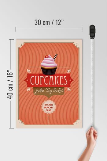 Panneau en bois indiquant 30x40cm Cupcakes délicieux tous les jours 4