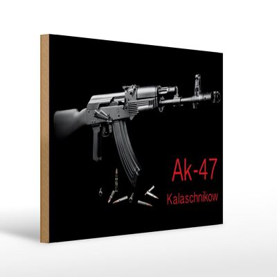 Cartel de madera rifle 40x30cm AK-47 Kalashnikov