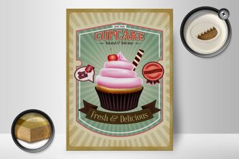 Panneau en bois alimentaire 30x40cm Cupcake naturel frais Delicious 2