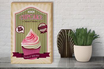 Panneau en bois alimentaire 30x40cm Cupcake naturel Delicious home 3