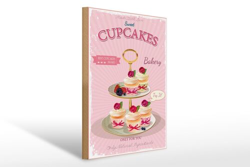 Holzschild Essen 30x40cm sweet Cupcakes best award