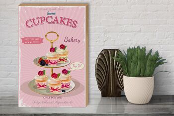 Panneau en bois nourriture 30x40cm cupcakes sucrés meilleur prix 3