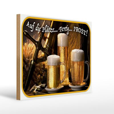 Panneau en bois indiquant 40x30cm Bière à vos marques, prête à partir