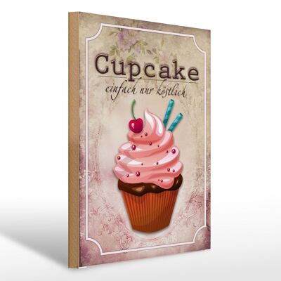 Cartel de madera que dice 30x40cm Cupcake simplemente delicioso