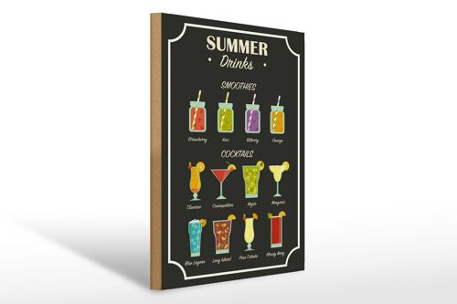 Holzschild Drinks 30x40cm Summer Smoothies Cocktails