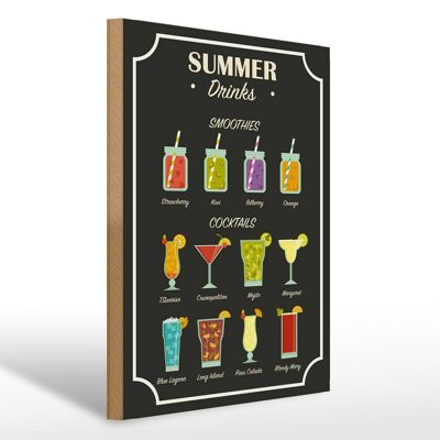 Holzschild Drinks 30x40cm Summer Smoothies Cocktails