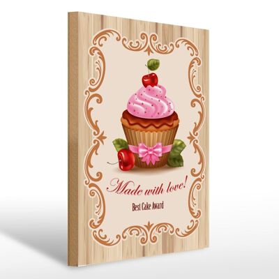 Cartel de madera comida 30x40cm premio mejor cupcake con amor