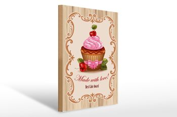 Panneau en bois nourriture 30x40cm prix du meilleur cupcake avec amour 1