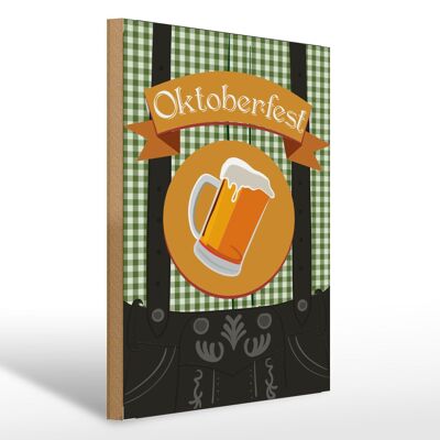 Cartel de madera 30x40cm Cerveza Oktoberfest