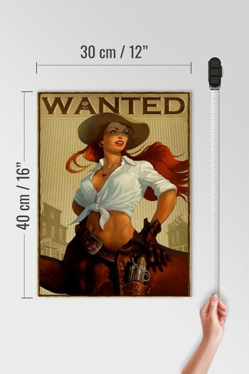 Panneau en bois Pinup 30x40cm wanted Cowgirl décoration murale 4