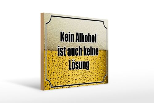 Holzschild Spruch 40x30cm Bier kein keine Lösung