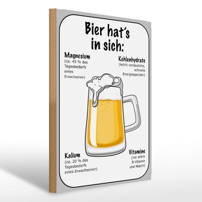 Holzschild Spruch 30x40cm Bier Magnesium Kalium Vitamine