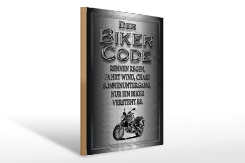 Holzschild Motorrad 30x40cm Biker Code rennen regen wind