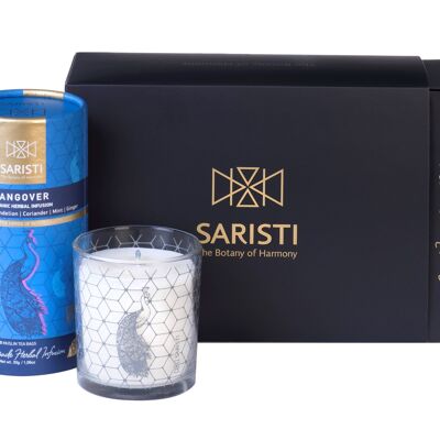 SARISTI Hangover Discovery Gift Set Golden Edition Organic Herbal Tea Blend & Assorted Natural Candle