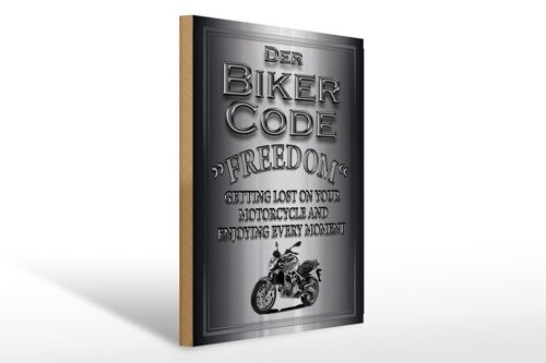 Holzschild Motorrad 30x40cm Biker Code Freedom getting