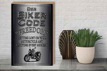 Panneau en bois moto 30x40cm Biker Code Freedom getting 3