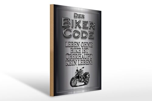 Holzschild Motorrad 30x40cm Biker Code leben ohne kein Leben
