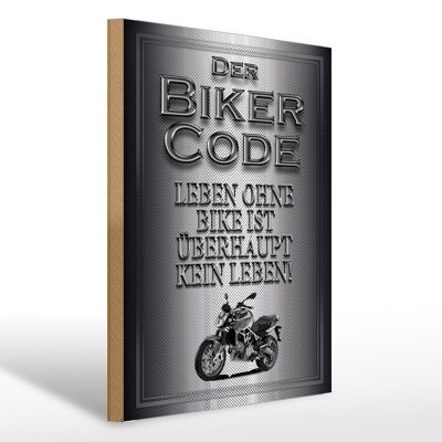 Panneau en bois moto 30x40cm Biker Code live sans no life