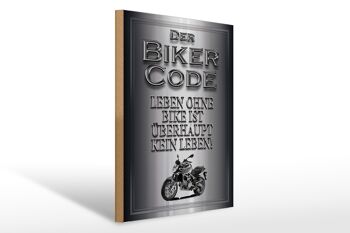 Panneau en bois moto 30x40cm Biker Code live sans no life 1