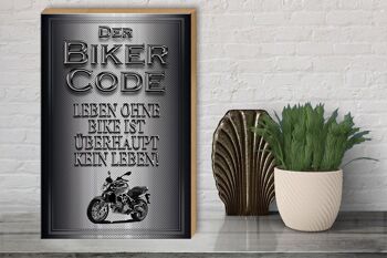 Panneau en bois moto 30x40cm Biker Code live sans no life 3