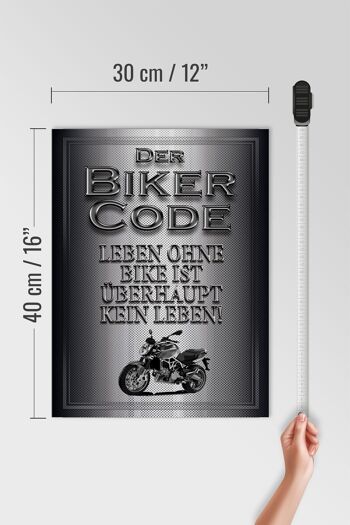 Panneau en bois moto 30x40cm Biker Code live sans no life 4