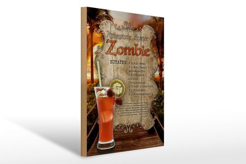 Holzschild Rezept 30x40cm Zombie Zutaten Rum Grenadine