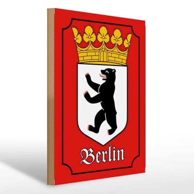 Cartel de madera nota 30x40cm Escudo de armas del estado federal de Berlín