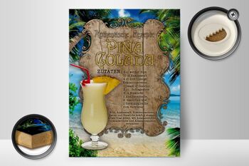 Panneau en bois recette 30x40cm Pina Colada ingrédients rhum ananas 2