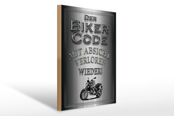 Panneau moto en bois 30x40cm Biker Code avec intention 1