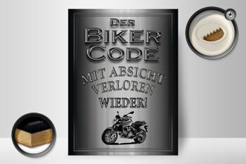 Panneau moto en bois 30x40cm Biker Code avec intention 2