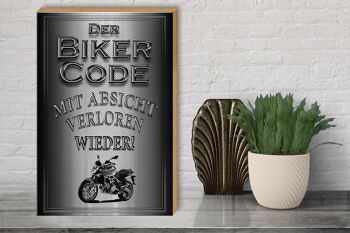 Panneau moto en bois 30x40cm Biker Code avec intention 3