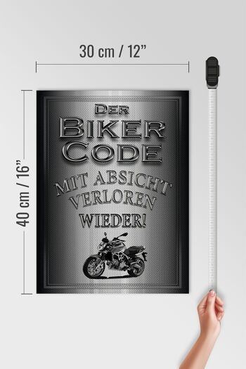 Panneau moto en bois 30x40cm Biker Code avec intention 4