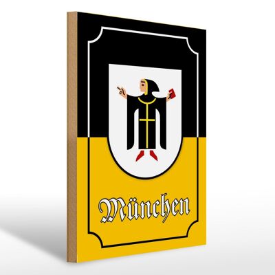 Cartel de madera nota 30x40cm Escudo de armas de la ciudad de Munich Baviera